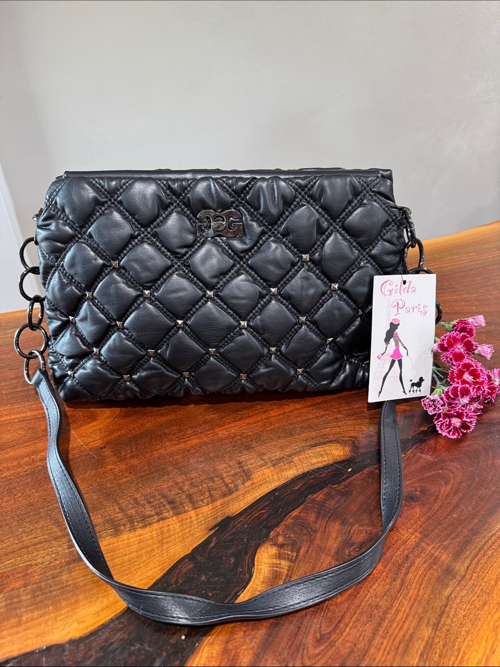 Gilda Paris Black Quilted Bag NWT
